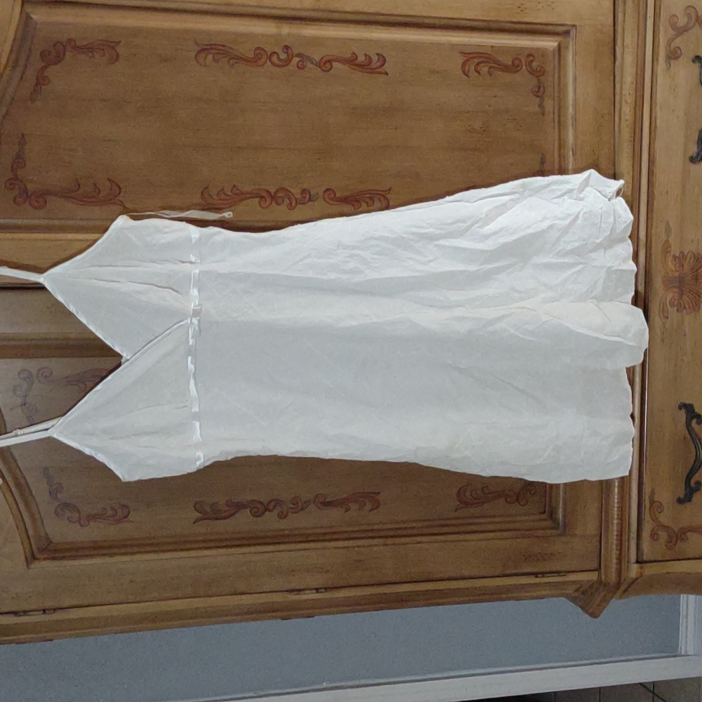 White spaghetti strap dress. Size 16 embroidered intricate stitching.
